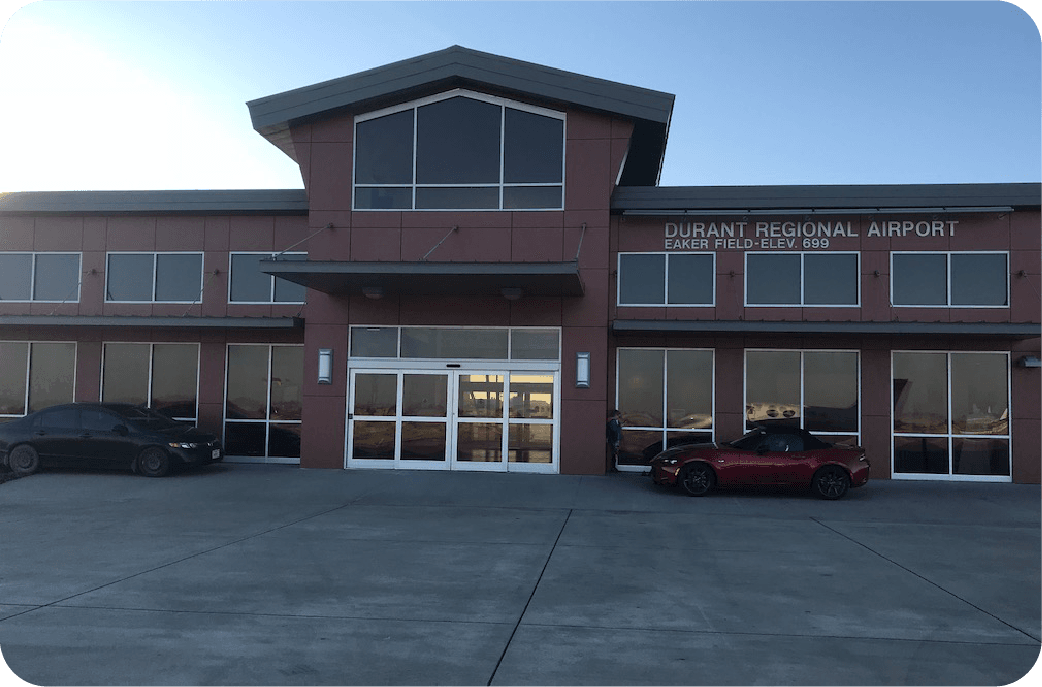 The entrance to Durant Regional Airport, home of Paramotor Flyers.